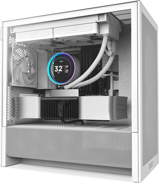 Produktbild NZXT H3 Flow (2025) All White Midi Tower ATX Gaming Gehäuse weiss mit Glasfenster (mATX, Mini-ITX)