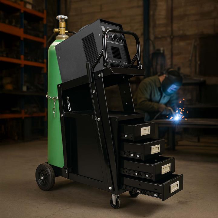 Produktbild Wiltec Schweisswagen Stahl 4 Schubladen Schweissgerätewagen 100kg Werkstattwagen