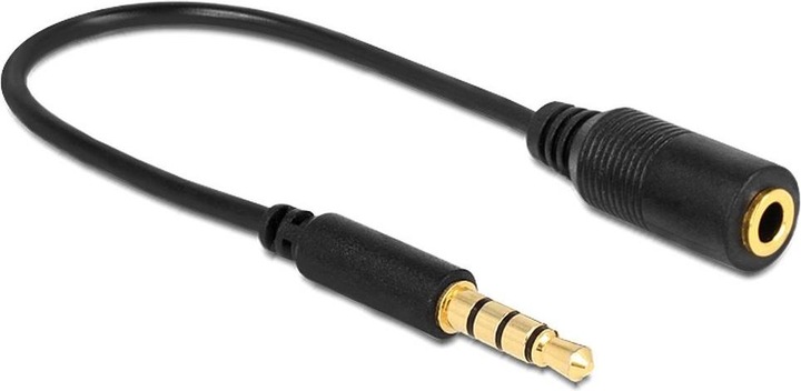 Produktbild Delock Kabel Klinke 3,5 mm 4 Pin Stecker > Klinke 3,5 mm 4 Pin Buchse (0.18 m)