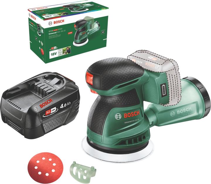 Bosch Home & Garden UniversalOrbit 18V-20 Akku Exzenterschleifer 18 V 125 mm + 1x Akku 4,0 Ah - ohne Ladegerät (Eccentric grinder)