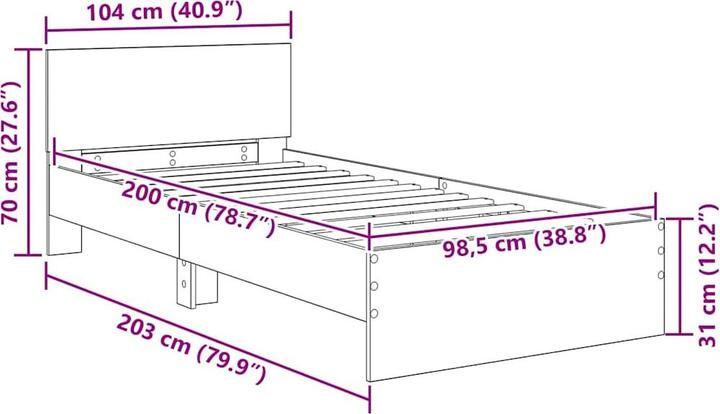 Produktbild vidaXL Bettrahmen (100 x 200 cm)