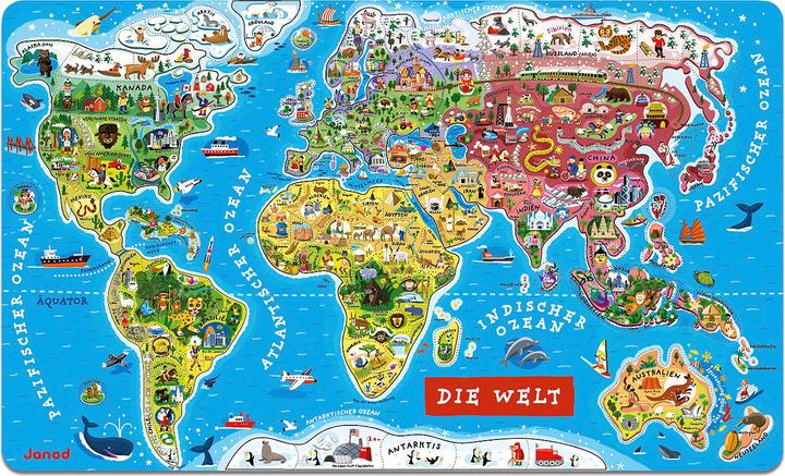 Image du produit Janod Carte magnétique "Le monde (92 pièces)