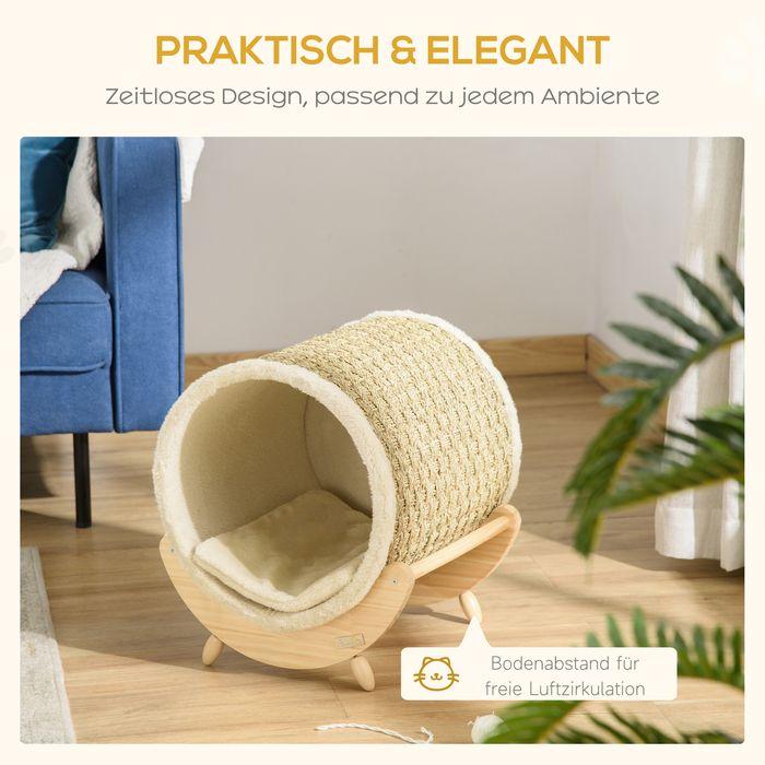 Actual product image Swisshandel24 Cat cave Cat bed with shelf Cat house Cat hut with scratching pad Indoor pine wood Flanel (Cat)
