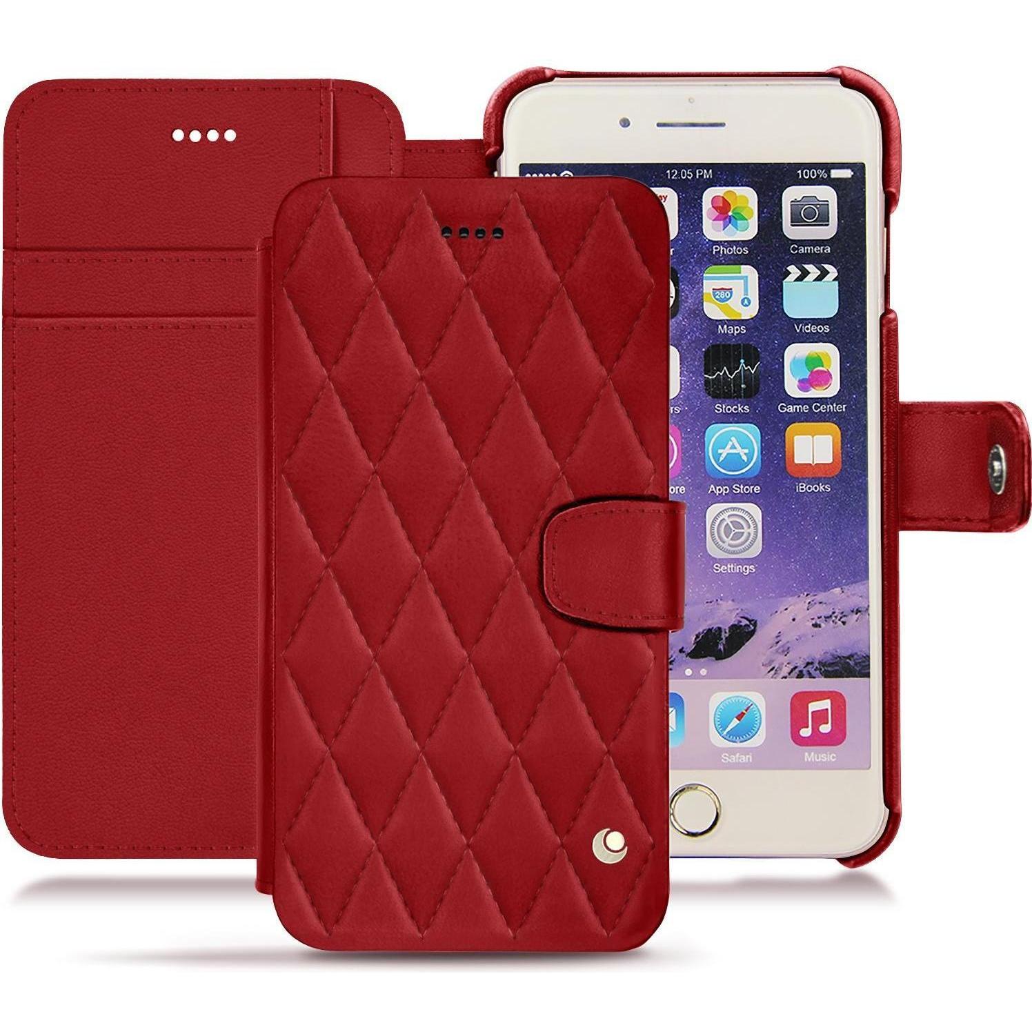 Noreve Lederschutzhülle Wallet (Apple iPhone 7 Plus), Smartphone Hülle, Rot