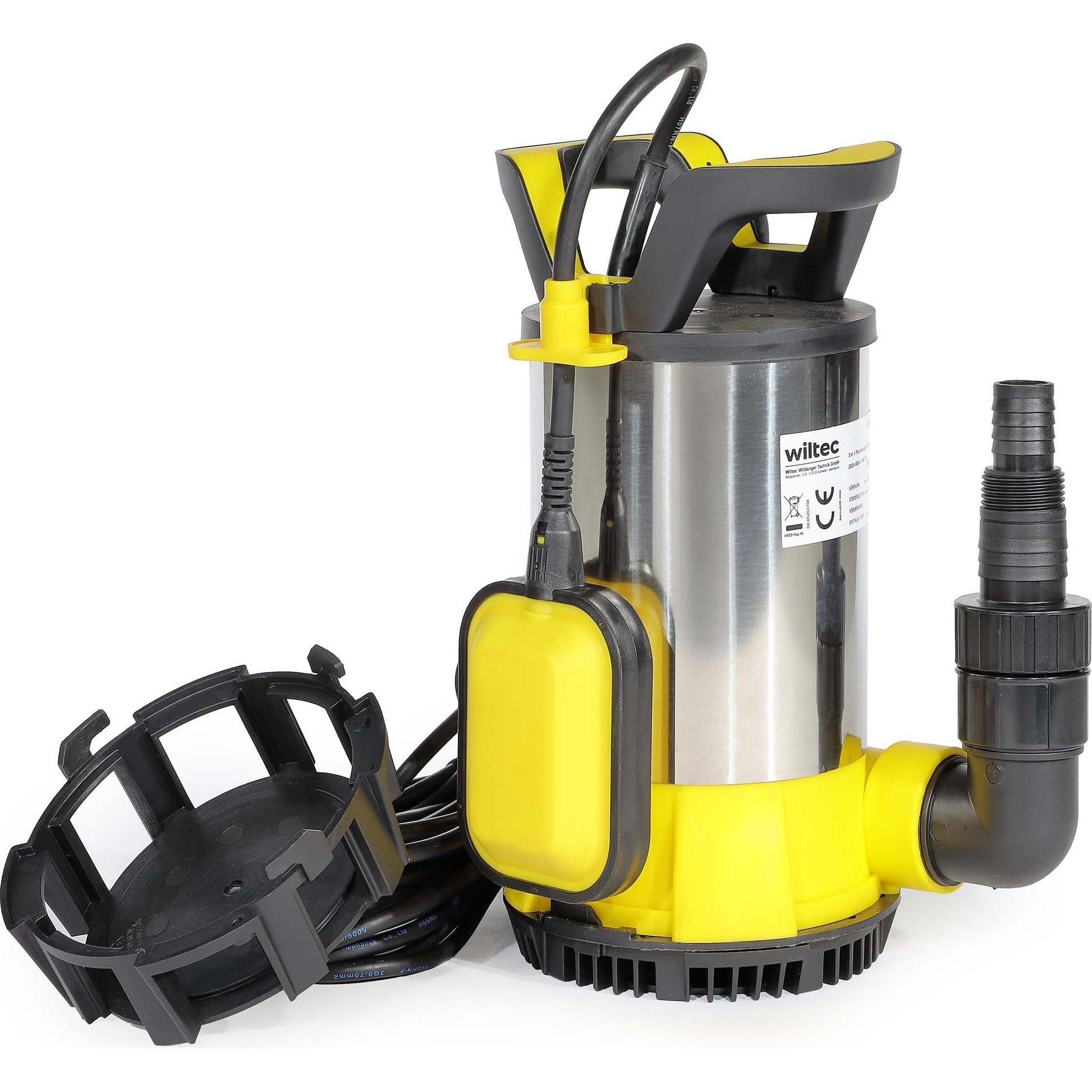 Thumbnail - Wiltec, Wasserpumpe, 3in1 Flachsaugpumpe 1100W Schmutzwasserpumpe 18000l/h Tauchpumpe (Schmutzwasserpumpe)