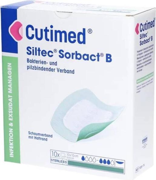 Actual product image BSN Siltec B Silikon-Schaumverband 10x10cm superabsorbierend (10 x)