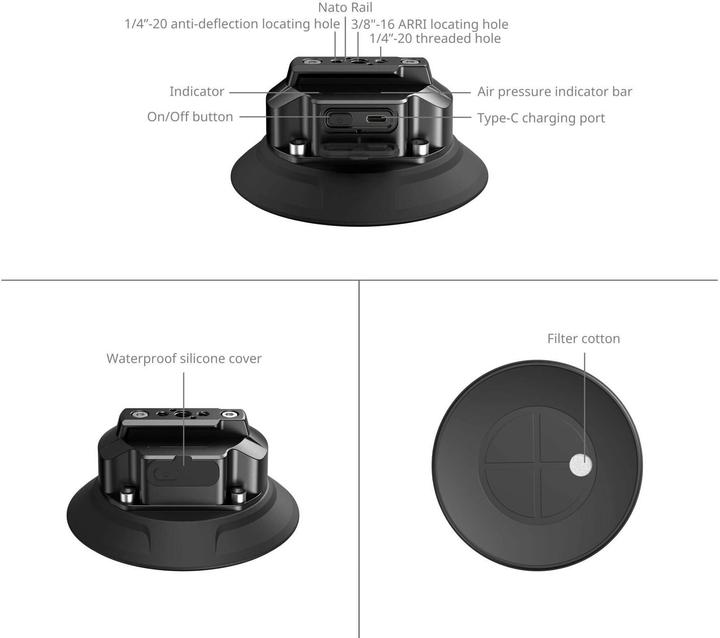 Image du produit SmallRig 5 Elektrische Saugnapfhalterung Kit