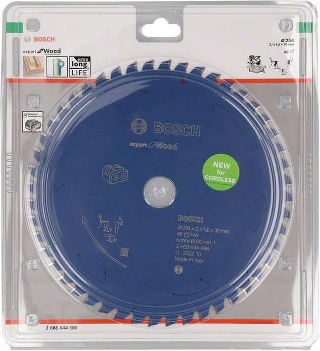 Actual product image Bosch Professional Zubehör Circular saw blade for cordless saws Expert for Wood, 254 x 2.1/1.6 x 30, 48 teeth