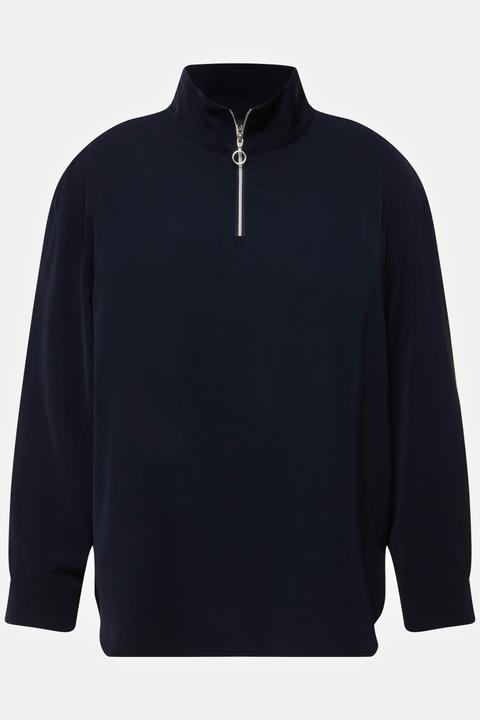 Actual product image Ulla Popken Zip-Up Collared Long Sleeve Blouse (42, 44)