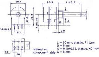 Actual product image OMEG Potmeter Stereo Lin 10k