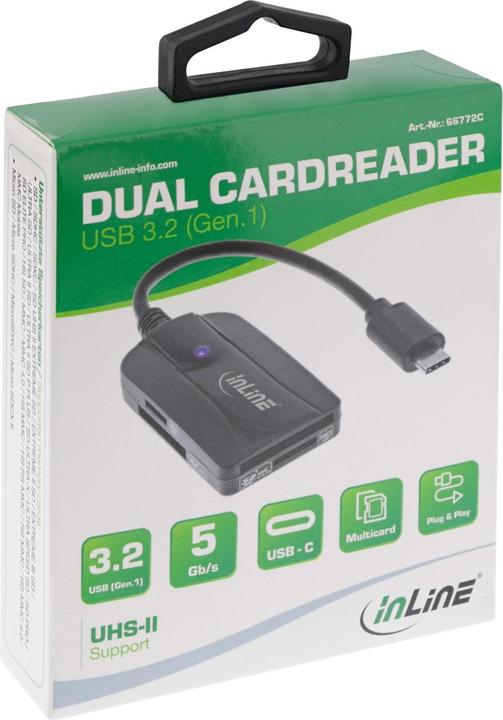 Produktbild InLine Lesegerät Kartenleser USB 3.1 USB-C, für SD (USB-C)