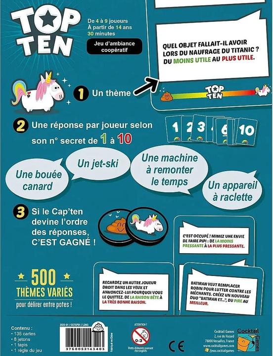 Produktbild Cocktail games Top Ten (Französisch, 4 - 9 Spieler)