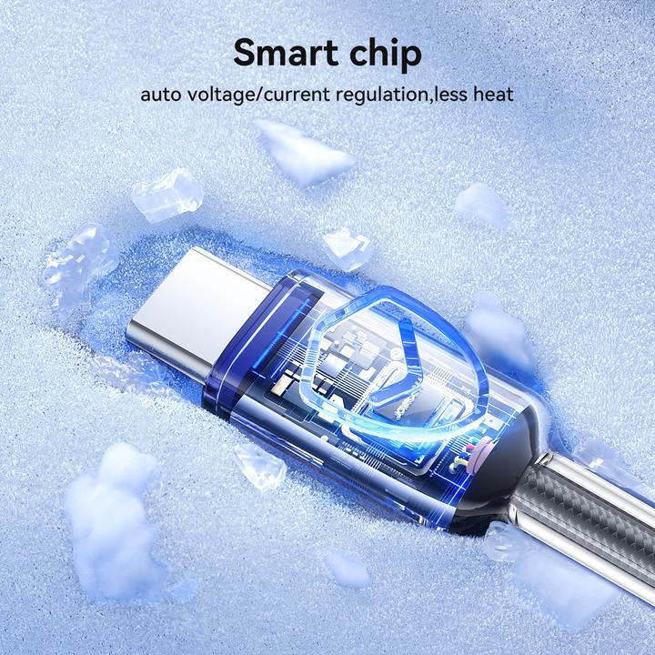 Actual product image Joyroom S-A42 Crystal Clear Series Fast Charging Data Cable USB-A to Type-C 3A 1.2m Black (1.20 m)