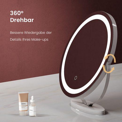Actual product image Emke Round Illuminated Cosmetic Mirror, 3 Colour Temperatures and Dimmable, 360° Rotatable, 50*52cm, Whit