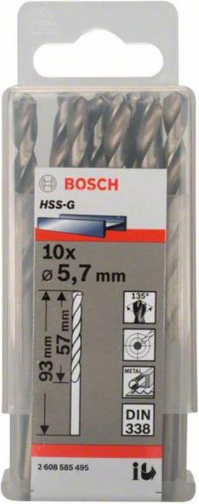 Image du produit Bosch Professional Zubehör Foret hélicoïdal PRO Metal HSS-G, 5,7 x 57 x 93 mm (5,7 mm)