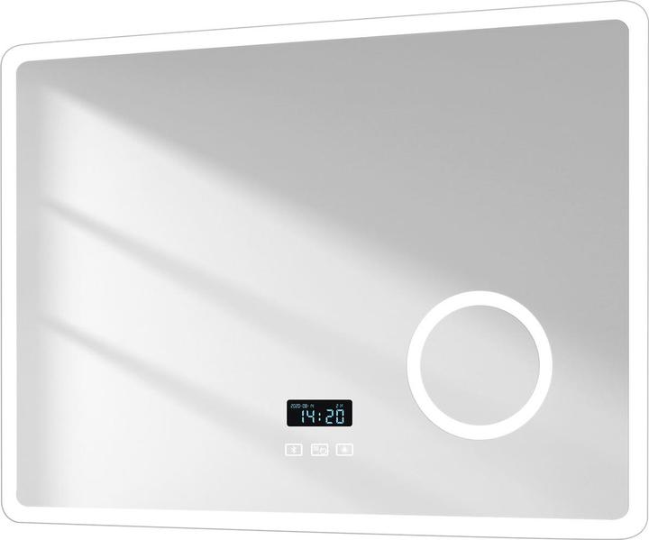 Emke Bathroom Mirror With Lighting 80*60cm,3X Magnification,Bluetooth-Audio, 3CCT(3000K-6500K)