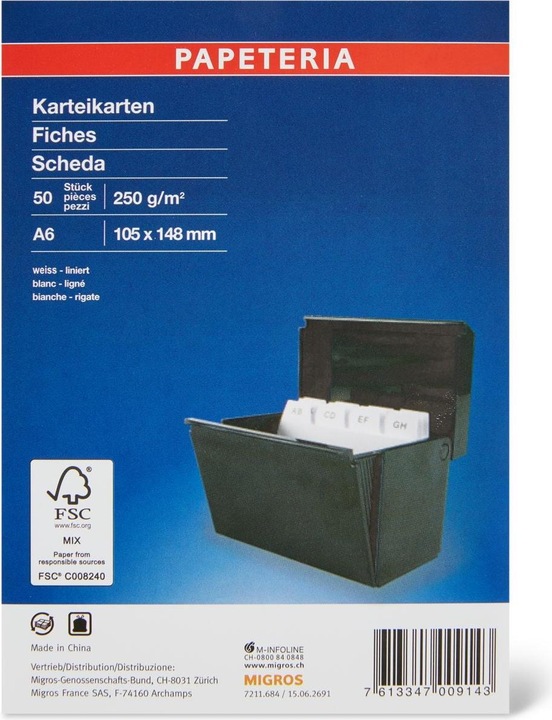 Actual product image Papeteria File cards A6 (A6, 250 g/m², 50 x)