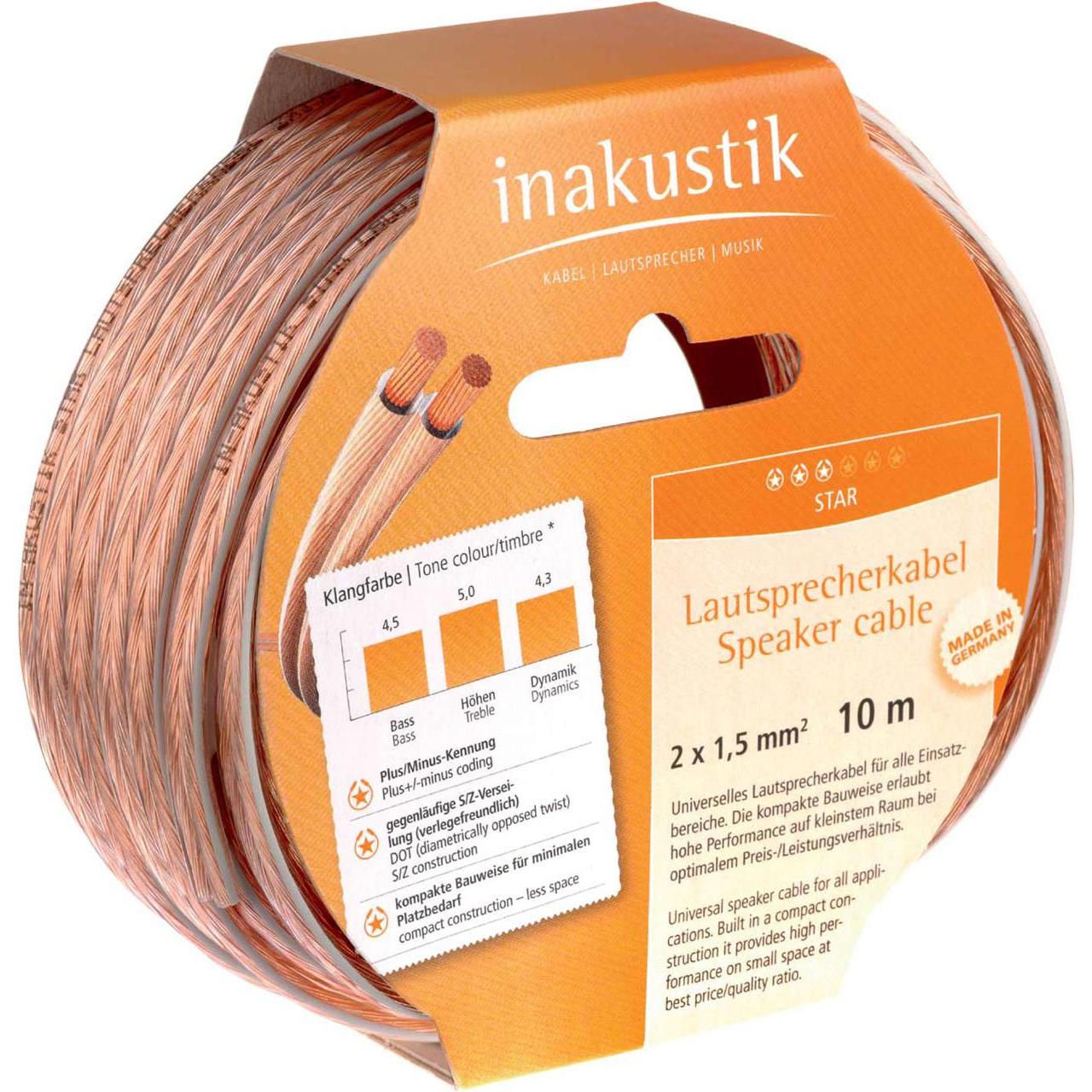 Inakustik Star (6 m, 0.75 mm²), Lautsprecherkabel, Transparent