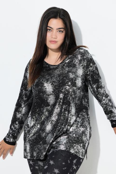 Actual product image Angel of Style T-Shirt, A-Linie, silberner Alloverdruck, Langarm (48)
