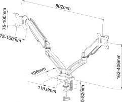 Image du produit Art RAMM L-13GD Support de table sur vérins à gaz pour 2 moniteurs LED/LCD 13-27 L-13GD (Tables, 27", 7 kg)