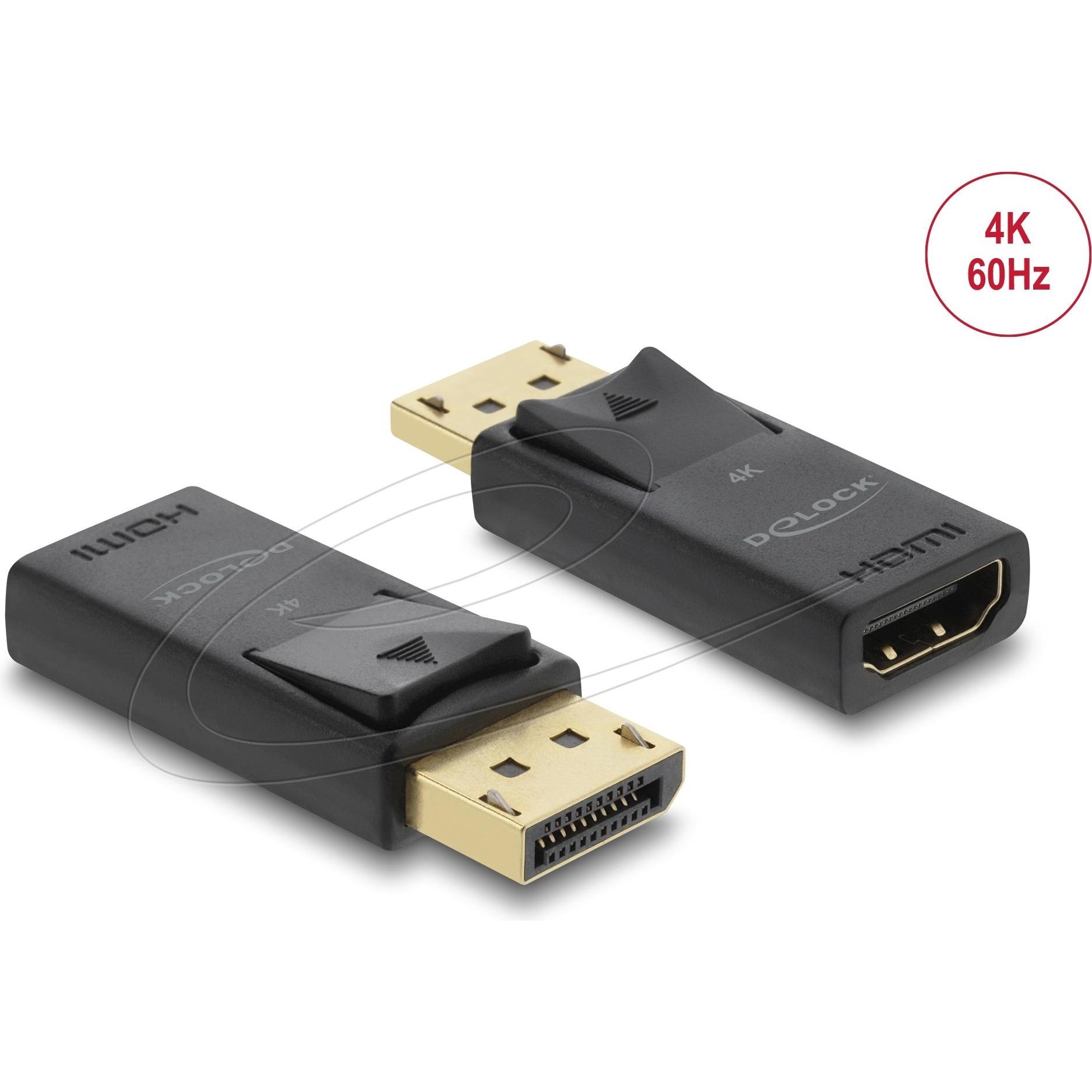 Delock Nero Aktiver Displayport 1.2 Zu Hdmi Adapter 4K Mit Hdr Fu (Hdmi, 5 Cm), Adattatore Dati + Video,