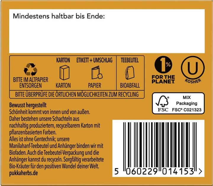 Nutritional values and ingredients Pukka After Dinner Tea (36 g)