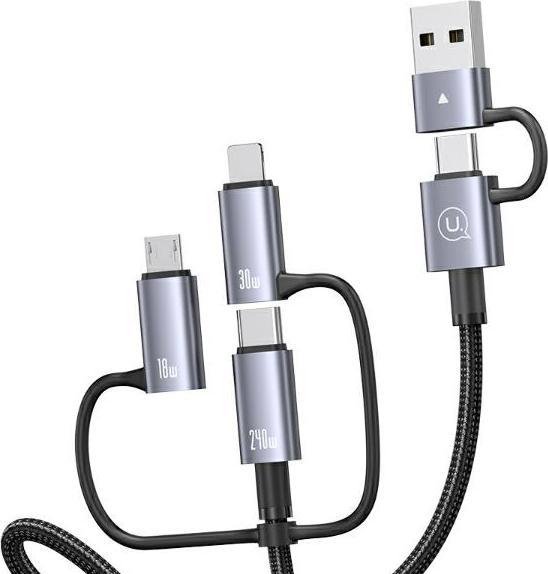 Usams Câble 240W 6w1 Fast charging 2m Data Cable Aluminium Alloy Sufeng Seria 2M (SJ738) (2 m, 240 W)