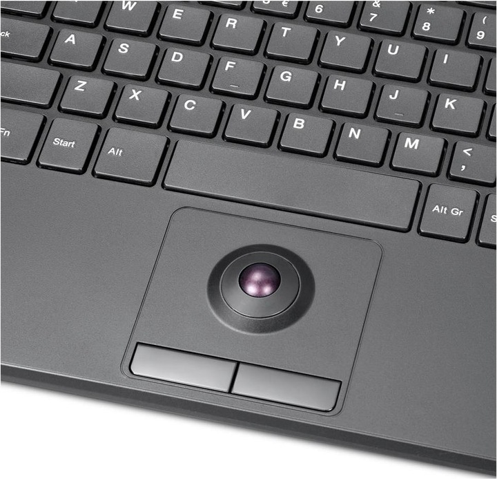 Actual product image Perixx PERIBOARD-538 H EN, wired USB keyboard with trackball - scissor keys - 2 USB hubs in (DE, Cable)