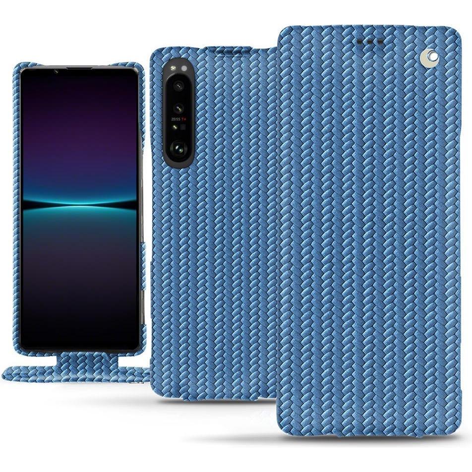 Noreve Lederschutzhülle vertikal (Sony Xperia 1 IV), Smartphone Hülle, Blau