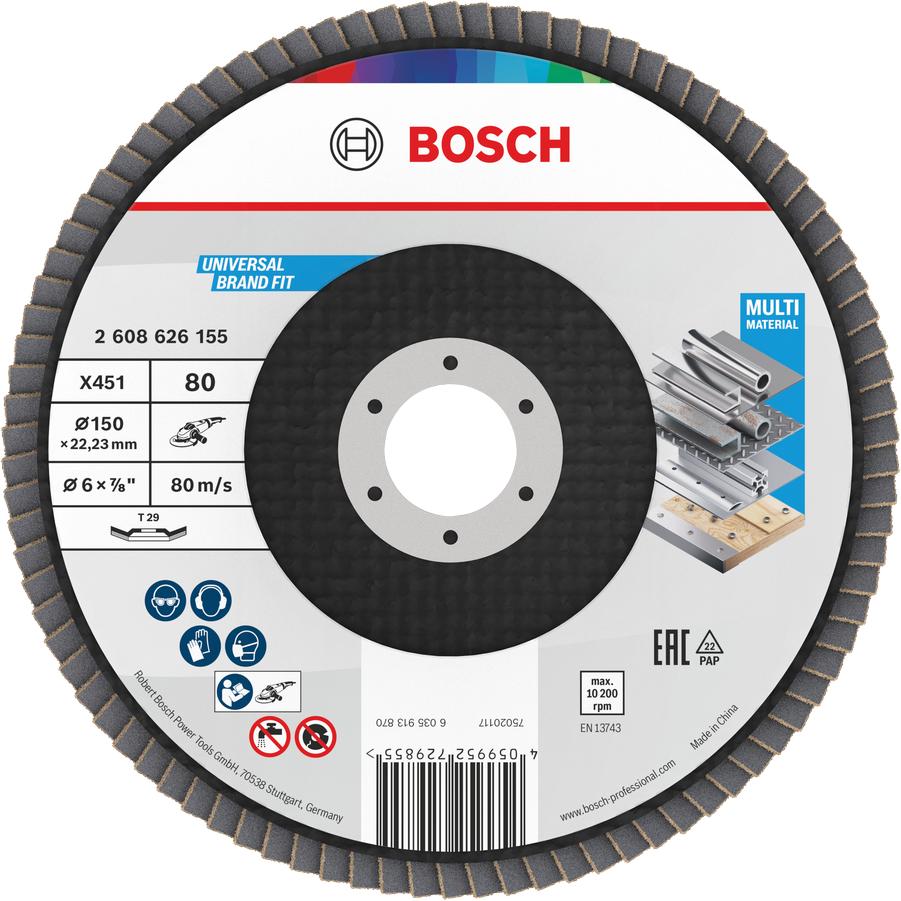 Bosch Professional Zubehör, Abrasivi, Bosch Accessories 2608626155 Fächerschleifscheibe 1 St. (80)