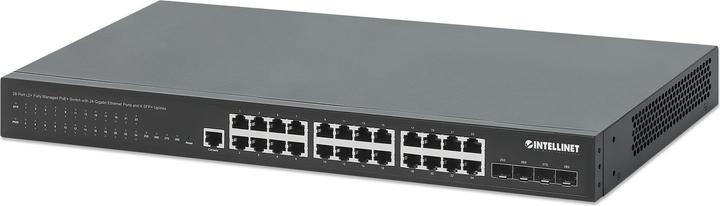 Intellinet 28-port L2+ Fully Managed PoE+ switch with 24 Gigabit Ethernet ports and 4 SFP+ uplinks (24 ports)