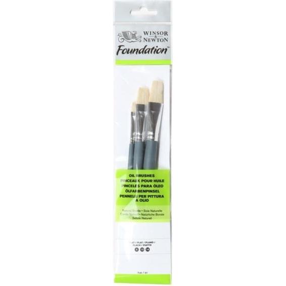 Winsor & Newton, Pinsel, W&N Foundation Oil Short Handle 3 Pack