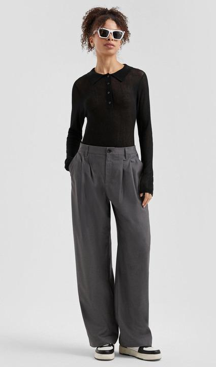 Produktbild s.Oliver Strickpullover Leicht transparenter Pullover mit Knopfleiste und Polokragen (M)