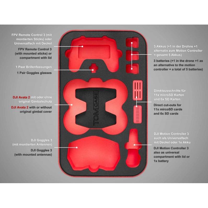 TomCase Zaino per il DJI Avata Fly More Set e molti accessori - ricarica delle batterie all'interno del case (Zaino per drone, DJI Avata 2), Borsa per