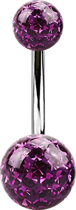 Produktbild Star Piercing Banane silber mit zwei Kristall Kugeln violett Epoxy Schutzschicht (ohne Messing, Titan G23)