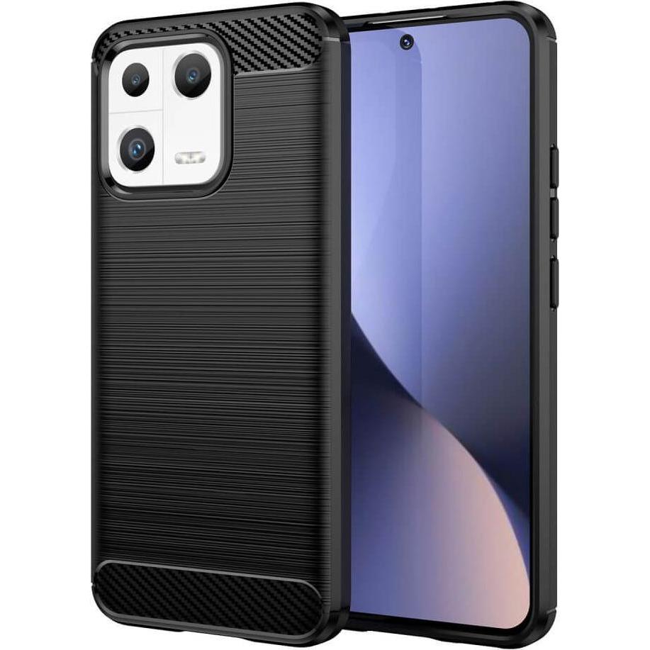 Cover-Discount Xiaomi 13 - Metall Carbon Look Hülle schwarz (Xiaomi 13), Smartphone Hülle, Schwarz