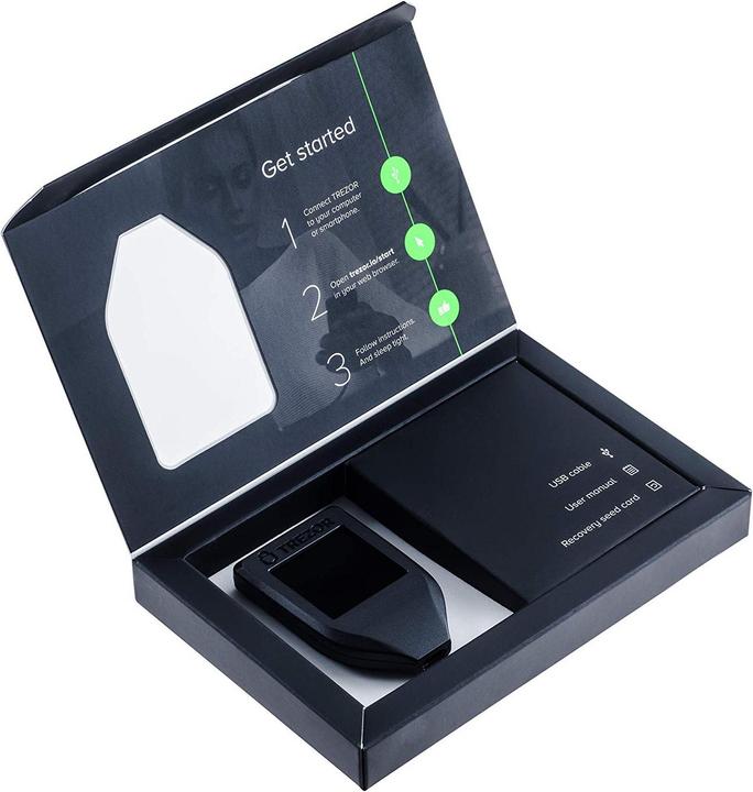Produktbild SatoshiLabs Trezor Model T (Bitcoin, Bitcoin Cash, Bitcoin Gold, Dash, Digibyte, Dogecoin, Ether, Ethereum Classic, Komodo, Litecoin, TRON, Zcash, Decred, Lisk, Qtum)