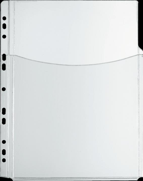 Produktbild Herlitz Prospekthülle mit Faltentasche, DIN A4, PVC, 0,30 mm glasklar, Eurolochung, extra stark, oben offen (A4, 1 x)