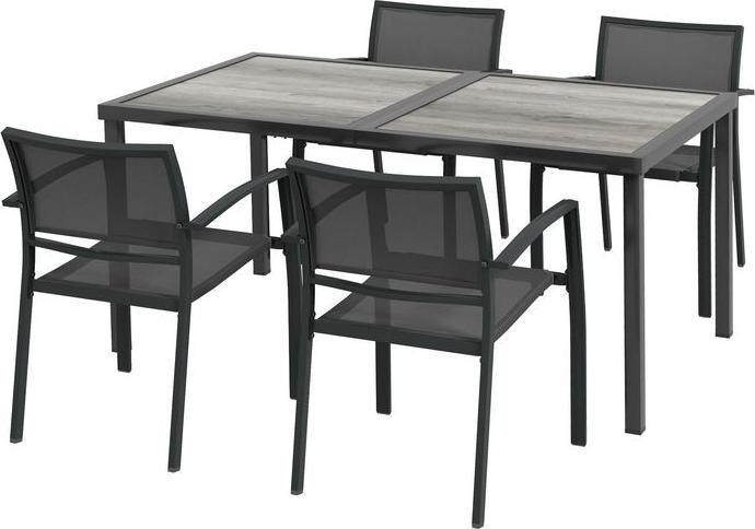 Produktbild Swisshandel24 5 tlg Sitzgruppe Gartenmöbel Set, Mesh Dunkelgrau (150 cm)