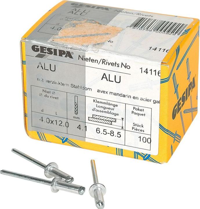 Actual product image Gesipa Rivets aveugles 4.0x12 mm aluminium 100 pièces