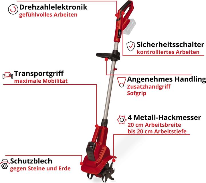 Actual product image Einhell 18 V Battery Ground Hoe GE-CR 18/20 Li E Power X-Change