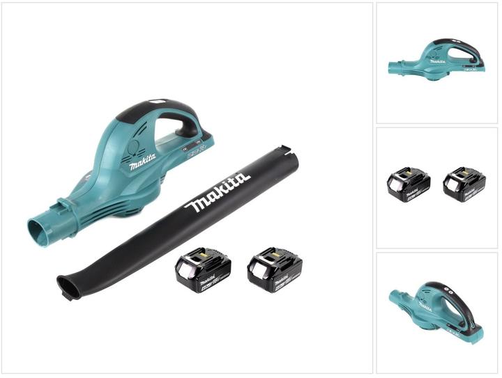 Makita DUB 361 M 2x 18 V / 36 V Akku Laubbläser Gebläse + 2x BL 1840 B 4 Ah / 4000 mAh Akku (Akkubetrieb, Laubbläser)