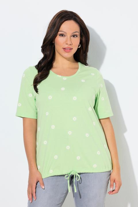 Actual product image Ulla Popken Daisy Print Short Sleeve Drawstring Tee (46, 48)