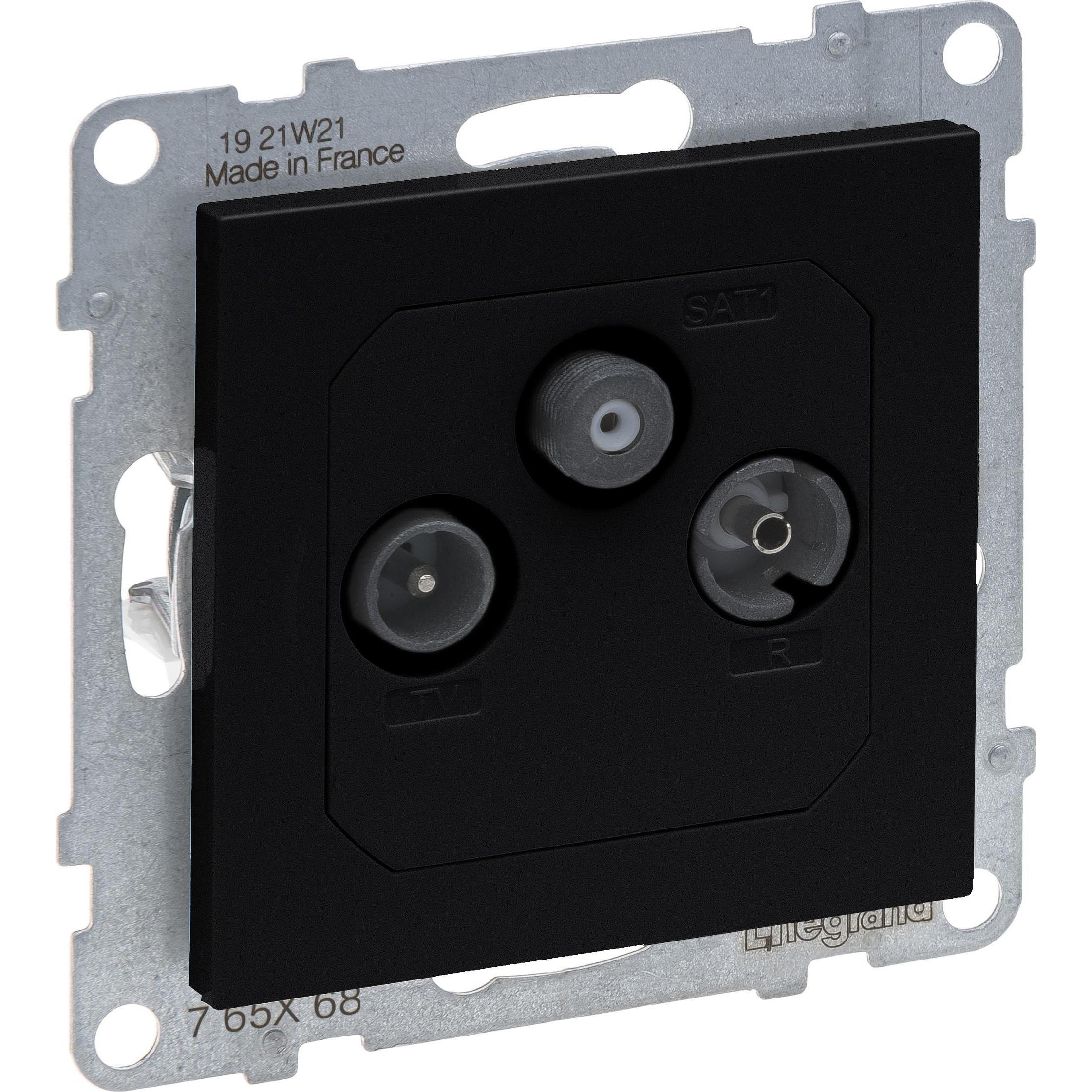 Legrand SEANO Durchgangsdose TV-R-SAT (Dämpfer), SAT Zubehör, Schwarz