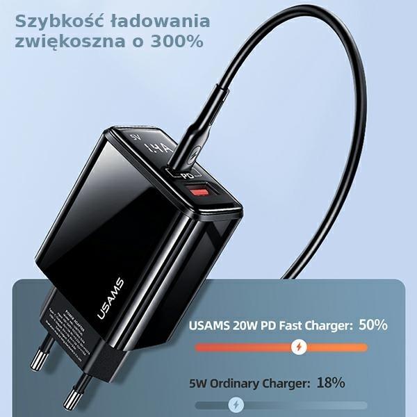 Produktbild Usams US-CC133 įkroviklis 1x USB-A 1x USB-C 3,4 A (CC133TC01) (20 W)