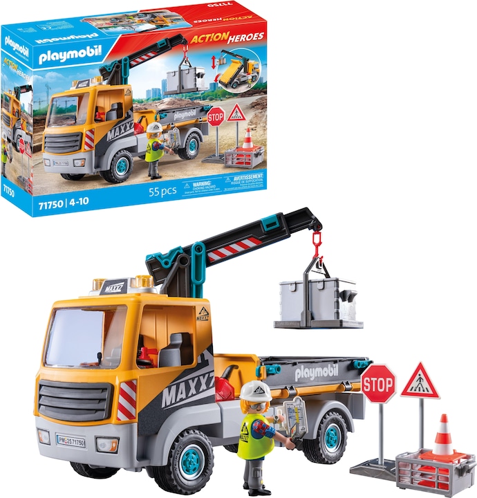 Produktbild Playmobil Baustellen-LKW mit Kran (71750, Playmobil Action Heroes)