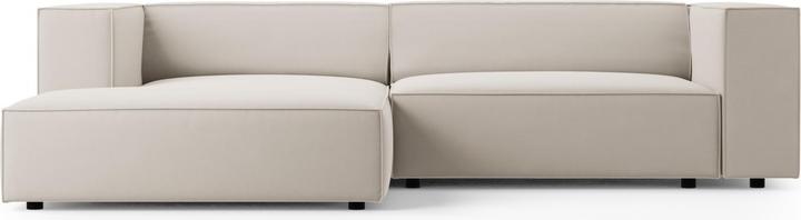 Actual product image Cosmopolitan Design Velvet Left Corner Sofa, "Arendal", 3 Seats, Ecru, 224x166x70 Made in Europe (3-seater, Corner sofa)