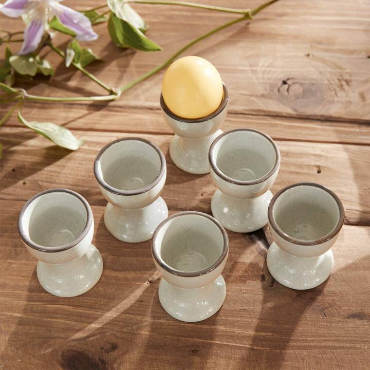 Produktbild Loberon Eierbecher 6er Set Biarré grau (6 x)