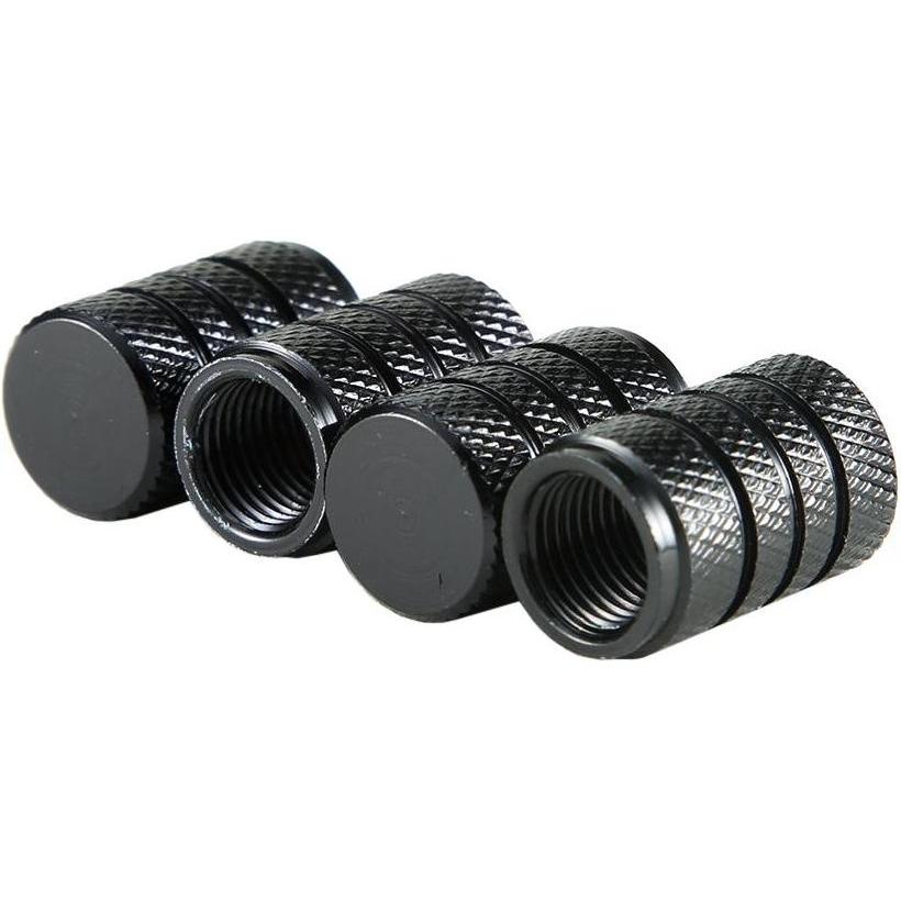 JTI, Türstopper, 4x Ventilkappen für Auto, Aluminium - Schwarz (4 Stück)