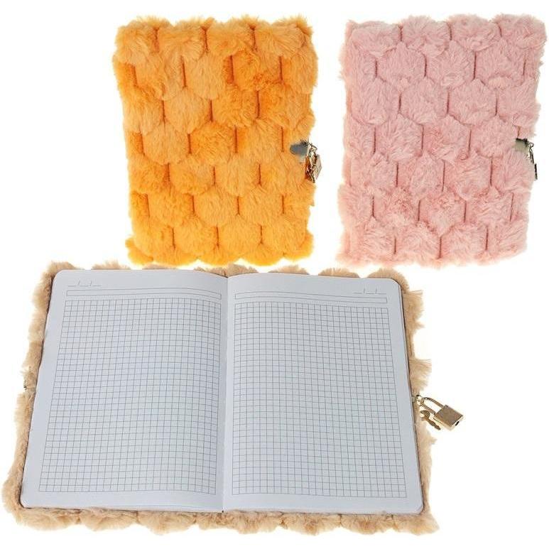 Adar, Quaderni + Bloc notes, A5-Tagebuch in Plüschhülle mit MIX-Vorhängeschloss
